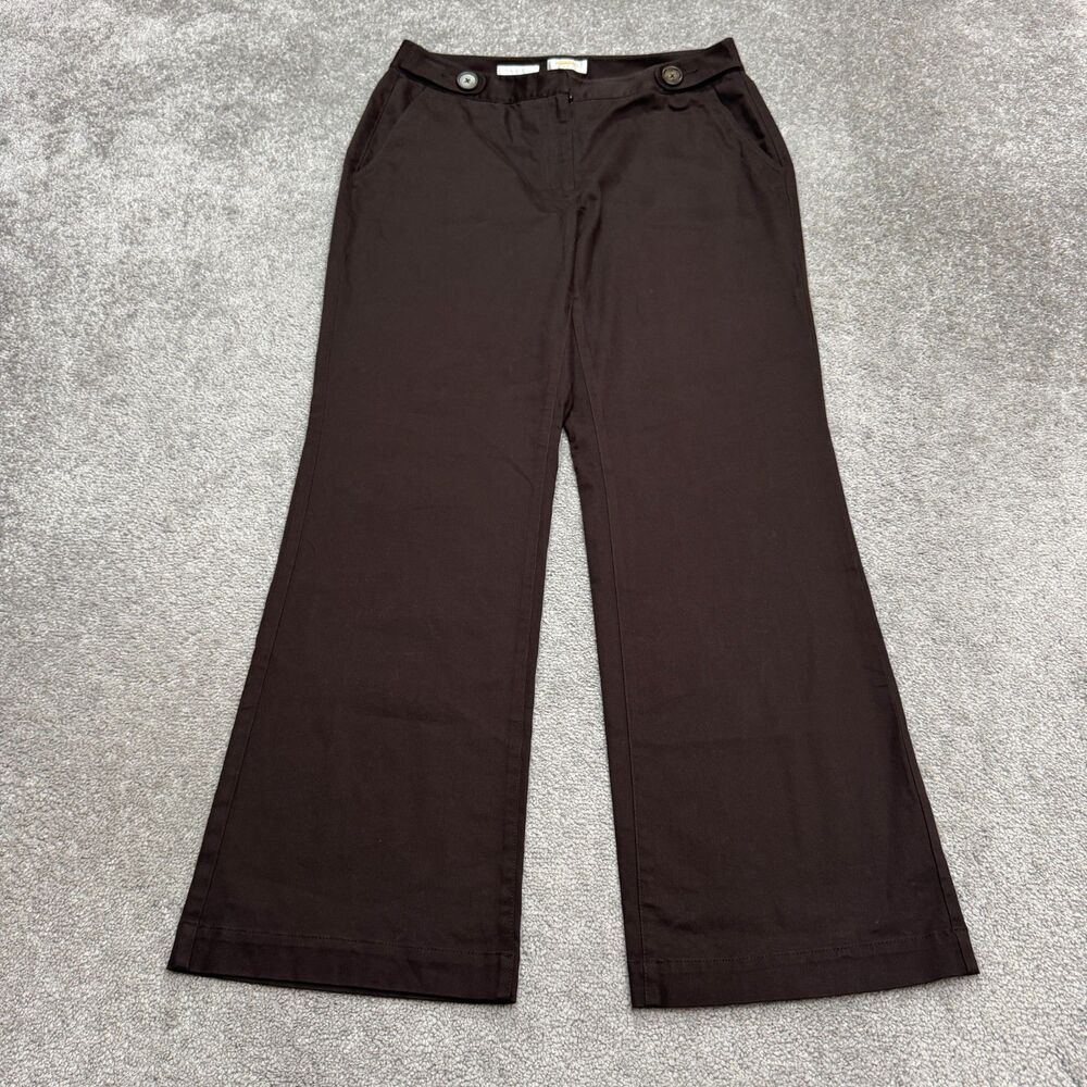 Talbots Tailored Fit Flared Leg Dress Pants Womens 12W Brown Cotton Stretch NWOT